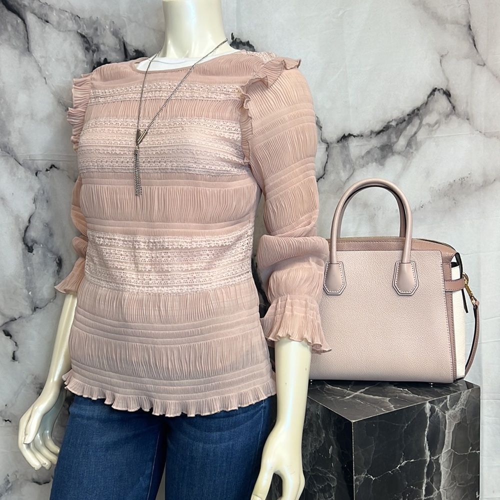 *Velvet by graham and Spencer dusty pink lace wrinkle blouse